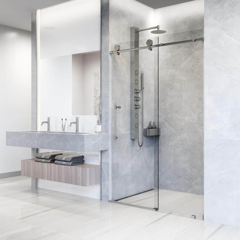 Elan Hart Frameless Sliding Shower Door with Clear Tempered Glass