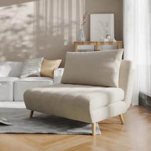 Cream Fabric Tri-Fold Sleeper Side Chair Convertible