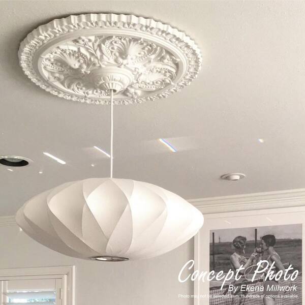 Factory Primed Ekena Millwork CM30KI2-02500 Kinsley Flowing Leaf Ceiling Medallion 30 3/8W x 20 3/4H x 2 1/2ID x 1P Fits Canopies up to 2 1/2 Factory Primed Ekena Millwork CM30KI2-02500 Kinsley Flowing Leaf Ceiling Medallion 30 3/8W x 20 3/4H x 2 1/2ID x 1P Fits Canopies up to 2 1/2