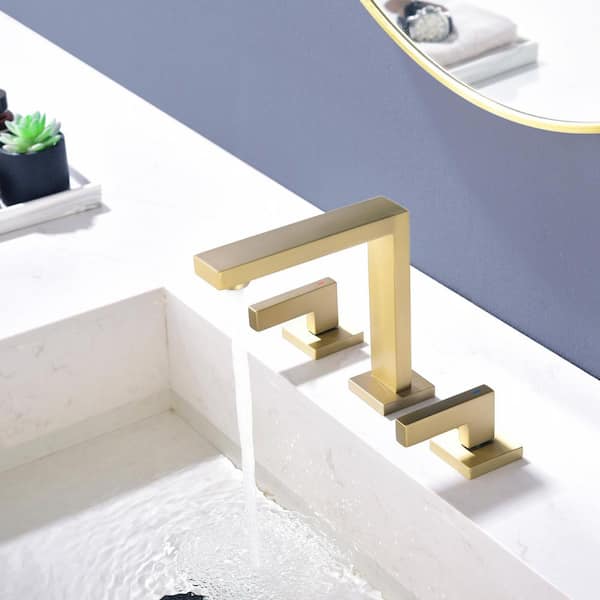 8 in. Widespread 2-Handle 1.2 GPM Bathroom Faucet with Quick Connect Hose in Brushed Gold