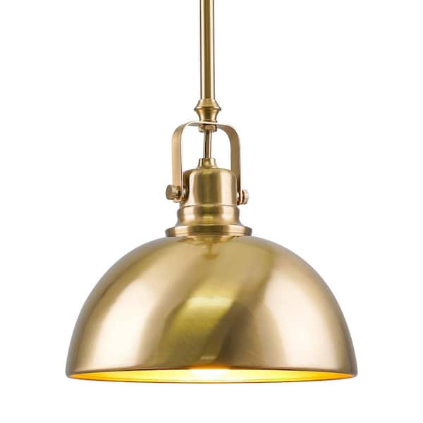 Belle 60-Watt 1-Light Cool Brass Contemporary Pendant Light with Cool Brass Shade, No Bulb Included