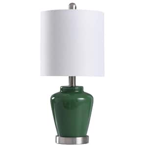 Ginger 18.5 in. Green, Brushed Steel Accent Table Lamp