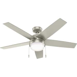 Hunter Beck 52 in. LED Indoor Brushed Nickel Ceiling Fan with Light Kit ...