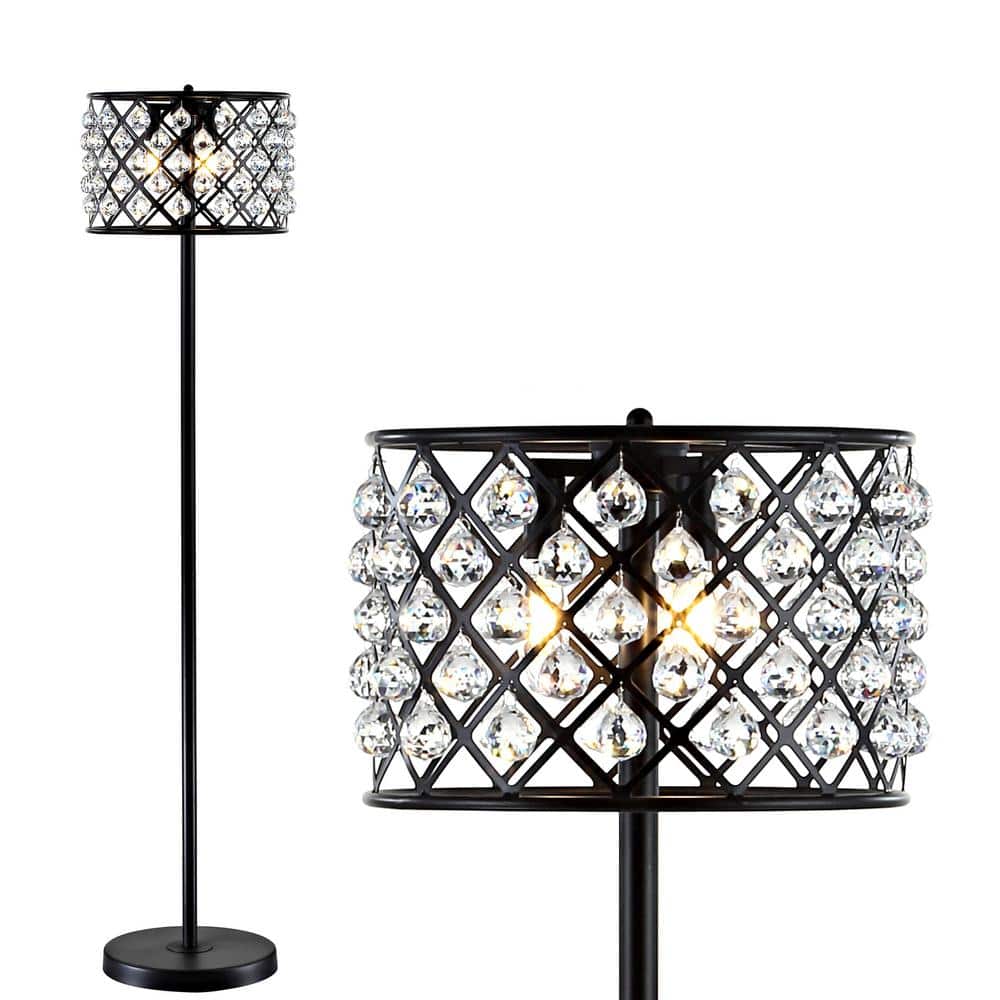 Elizabeth 60" Bronze/Clear Crystal Geometric LED Floor Lamp