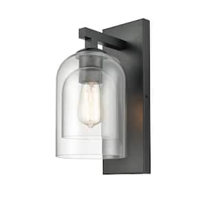 9.8 in. 1-Light Black Modern Wall Sconce with Standard Shade