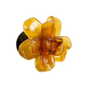 Hand Blown Amber Rose Bud 4.75in.  Wide Matte Handcrafted Art Glass Wall Decor