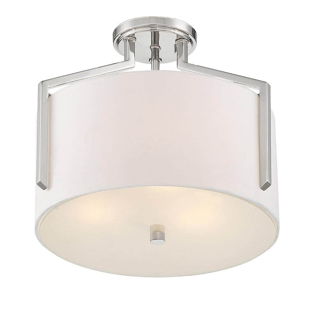 15 in. Elara 3-Light Polished Nickel Ceiling Light Semi Flush Mount -  Designers Fountain, 93911-PN