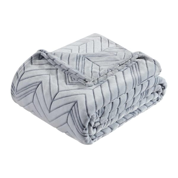 KENNETH COLE NEW YORK Delancey 1-Piece Polyester White Twin Plush Blanket