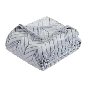 Delancey 1-Piece Polyester White Full/Queen Plush Blanket