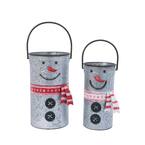 18 in. Assorted Galvanized Nesting Snowman (Set of 2)