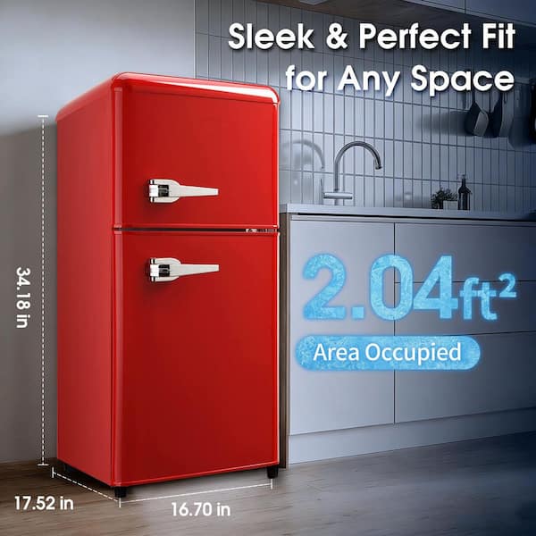 IOS シンデレラフィットコレクションレッド JEREMY CASS 3.5 cu. ft. Retro Mini Refrigerator in Red with Top