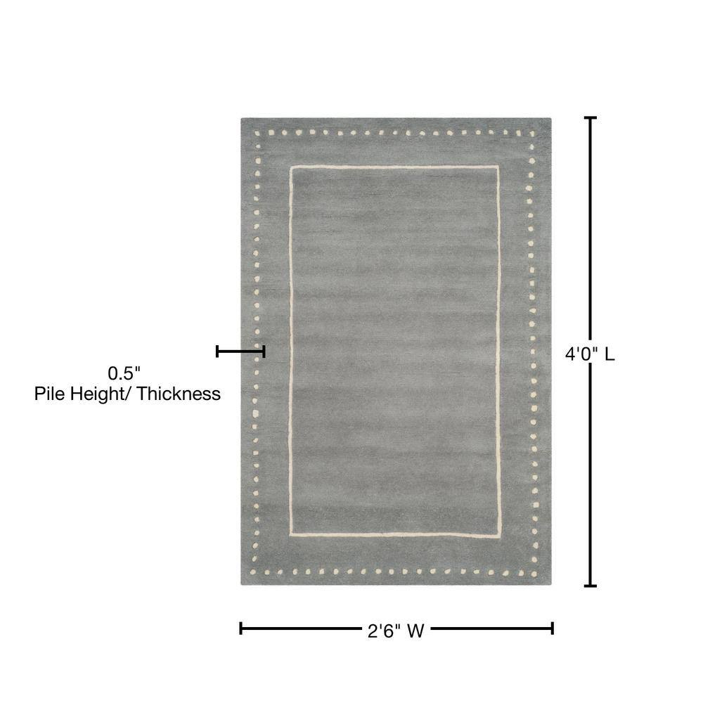 Silver and Ivory Hand-Tufted Wool Area Rug 2'6" x 4'