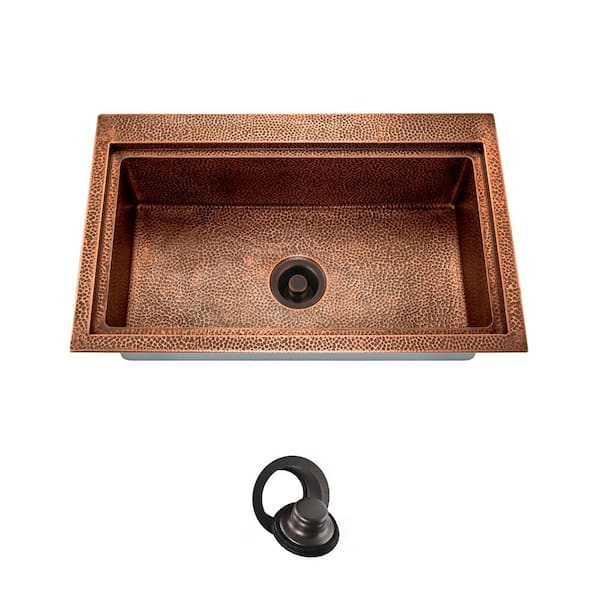 MR Direct Dualmount Copper 31-1/2 in. Single Bowl Kitchen Sink with Flange