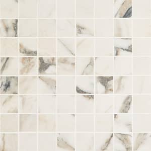 Saroshi Calacatta Rustico 11.81 in. x 11.81 in. Matte Porcelain Floor and Wall Mosaic Tile (0.96 sq. ft./Each)