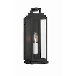 Aspen 1-Light Matte Black Outdoor Hardwired Wall Lantern Sconce with No Bulbs Included