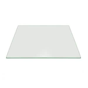 34 in. Clear Square Glass Table Top 3/8 in. Thick Pencil Polish Tempered Radius Corners