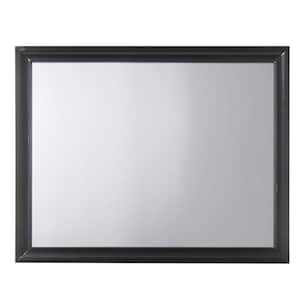 47 in. W x 36 in. H Wooden Frame Black Wall Mirror