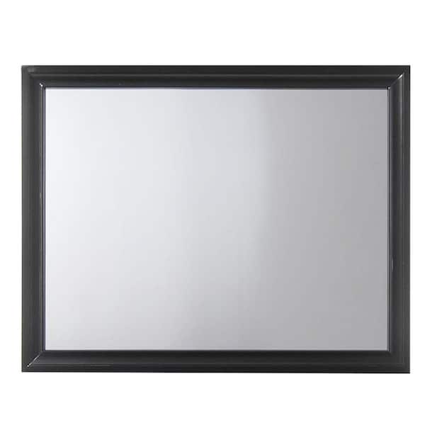 Benjara 47 in. W x 36 in. H Wooden Frame Black Wall Mirror