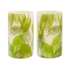 Battery Operated Wax LED Candles - Lace Leaf (Set of 2)