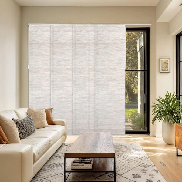 Meshed Olive Adjustable Sliding Single Rail Track with with 23 in. Slats, Extendable 46 in. up to 86 in. W x 96 in. L