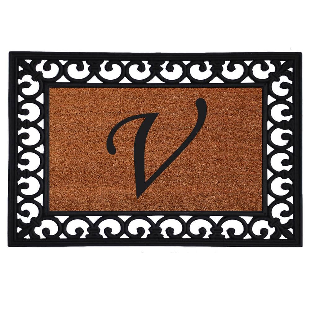 Monogram Insert Door Mat 19 in. x 25 in. (Letter V)