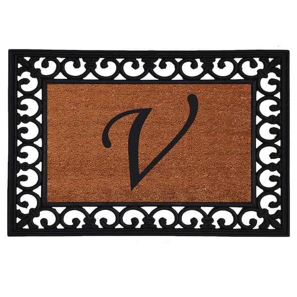 Calloway Mills Monogram Insert Door Mat 19 in. x 25 in. (Letter V)