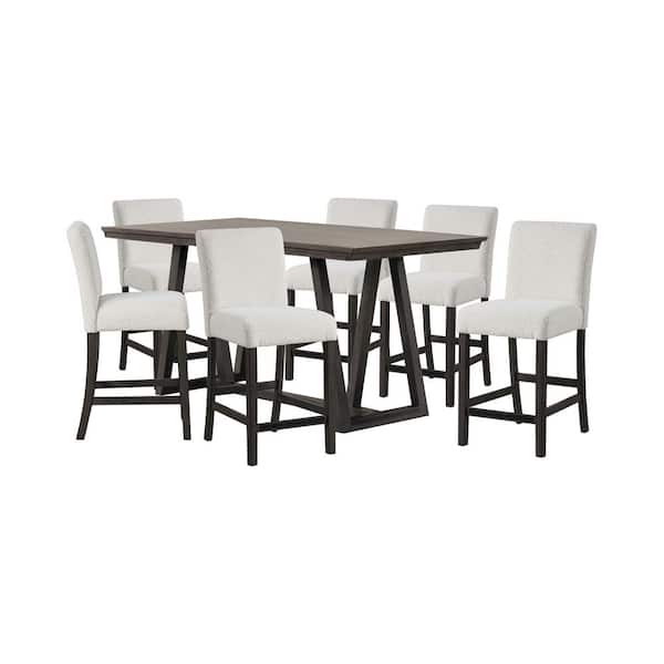 High Line 7-Piece White Wood Top Counter Table Set (Seats-6)
