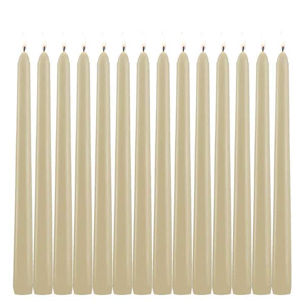 Light In The Dark 10 in. Tall Elegant Ivory Taper Candles (Set of 12)