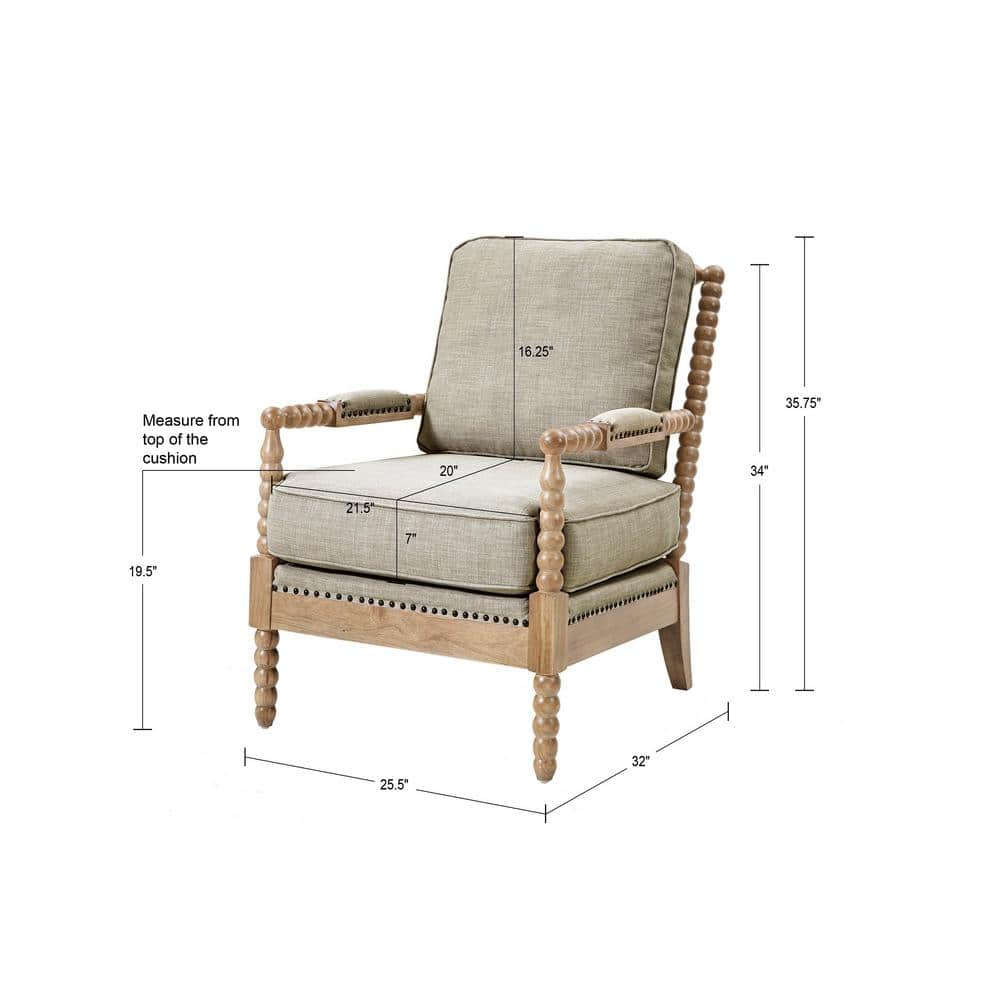 Donohue Light Grey Solid Wood Nailhead Trim Accent Chair