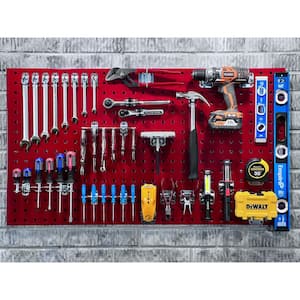 (2) 24 in. W x 42-1/2 in. H x 9/16 in. D Red Epoxy, 18-Gauge Steel Square Hole Pegboards