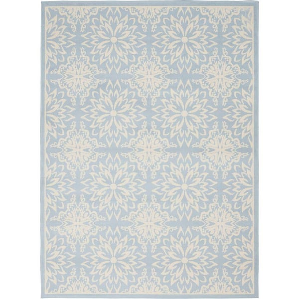Nourison Jubilant Ivory/Light Blue 4 ft. x 6 ft. Moroccan Farmhouse Area Rug