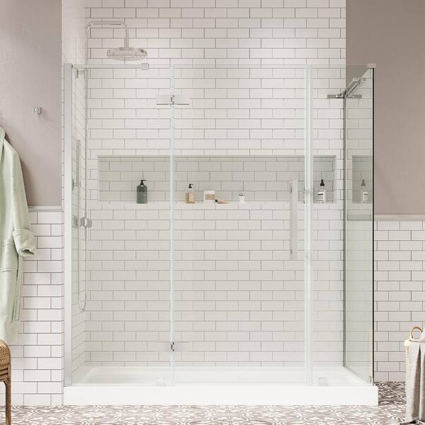 OVE Decors Tampa 72 in. L x 32 in. W x 72 in. H Corner Shower Kit with Pivot Frameless Shower