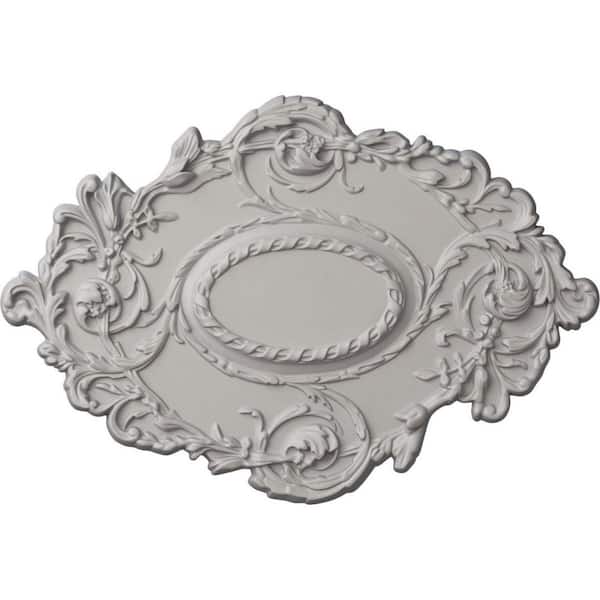 Ekena Millwork 30-3/8 in. W x 20-3/4 in. H x 1 in. Kinsley Flowing Leaf Urethane Ceiling, Ultra-Pure White