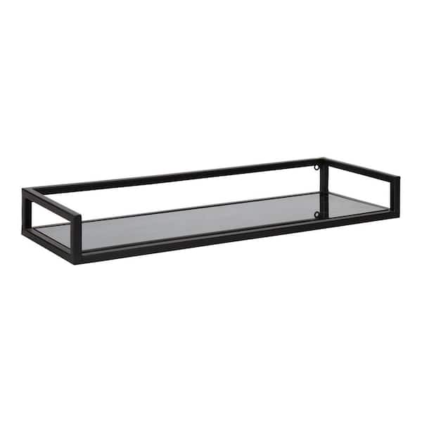 Kate and Laurel Blex 8 in. x 24 in. x 3 in. Black Metal Floating Decorative Wall Shelf Without Brackets