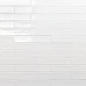 Newport White 2 in. x 10 in. x 11mm Polished Ceramic Subway Wall Tile (40 pieces / 5.38 sq. ft. / box)