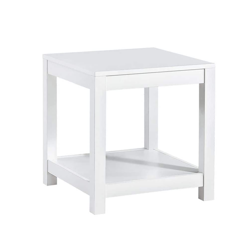 17.7 in. white Square Wood MDF 2-Tier End Table Side Table with Storage ...