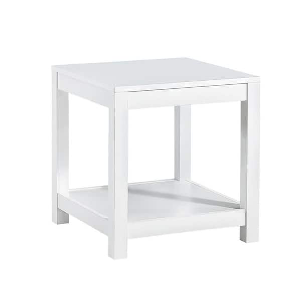 17.7 in. white Square Wood MDF 2-Tier End Table Side Table with Storage Shelve Easy Assembly S97-2TSIDE-WHIT - The Home Depot