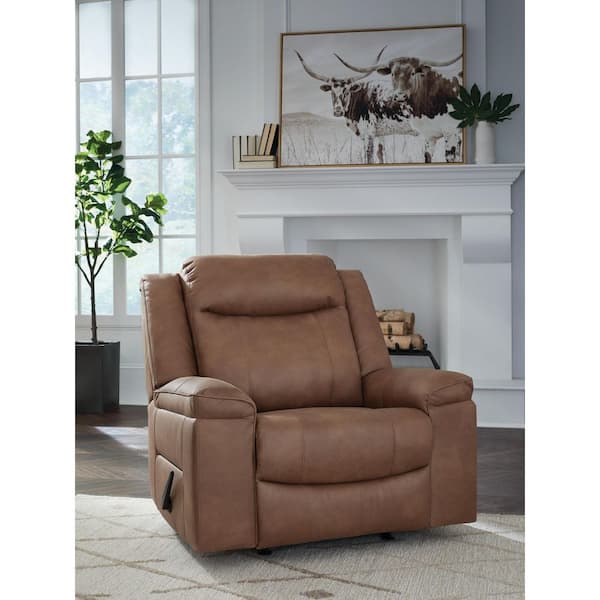 Chadstone Brown Faux Leather Standard (No Motion) Recliner with Highbacked