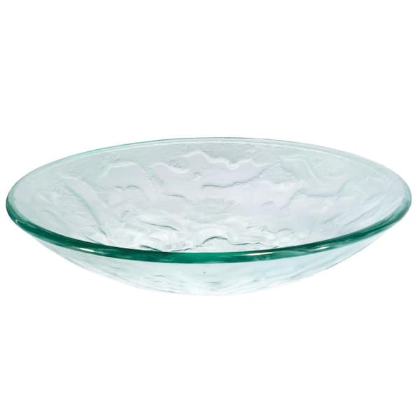 Eden Bath Embossed Waves Glass Vessel Sink in Clear
