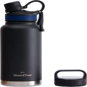 32 oz. Midnight Black Travel Water Bottle - Wide Mouth Vacuum Insulated Water Bottle with 2-Style Lids