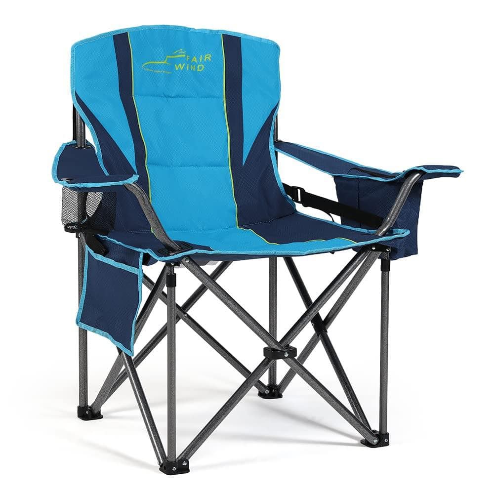 Oversized Fully Padded Camping Chair with Lumbar Support with Cooler Bag, B