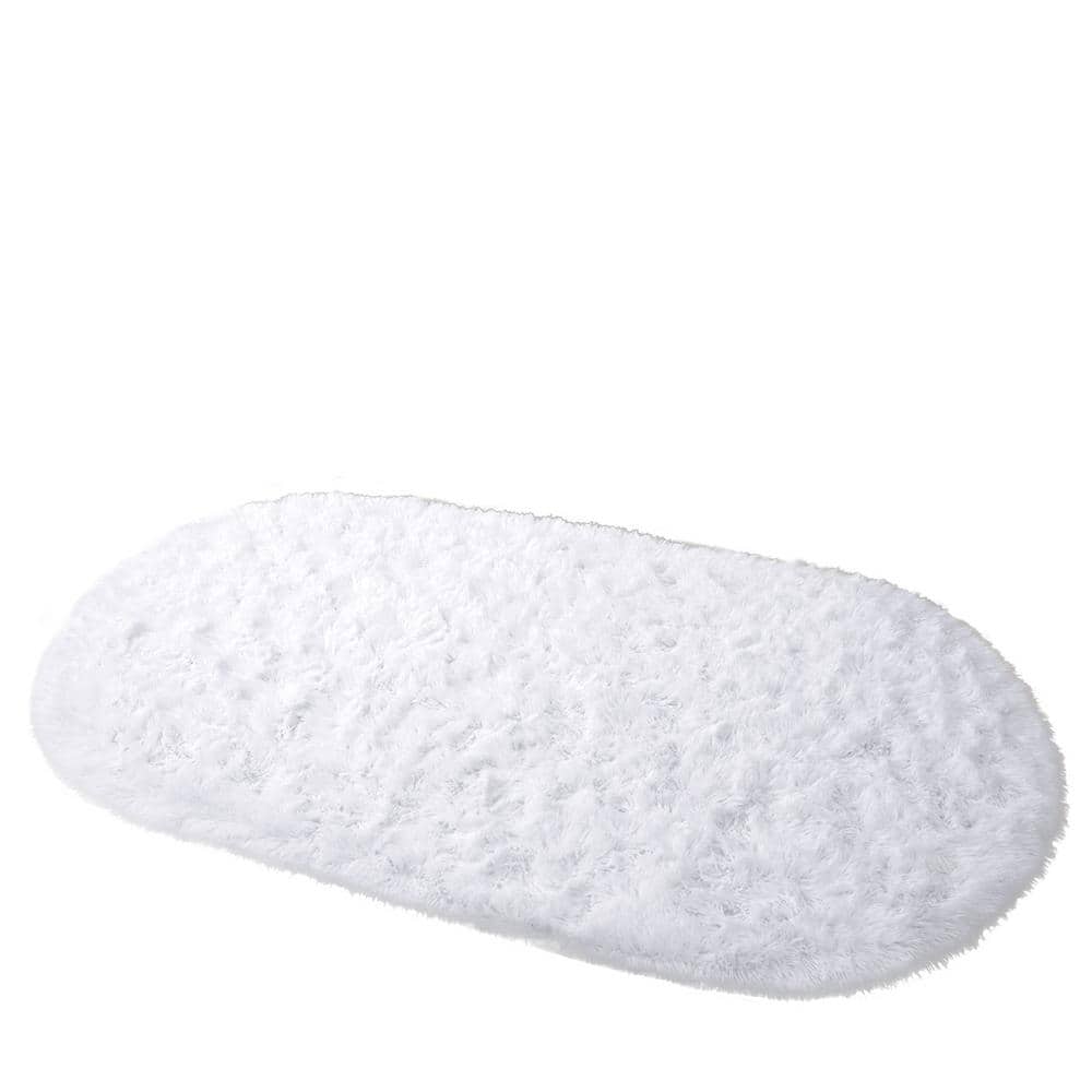 White 2.6 ft. x 5.3 ft. Oval Fluffy Ultra Soft Carpet Area Rug