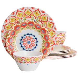 California Designs Tamayo 12-Piece Melamine Dinnerware Set in Multi-Color