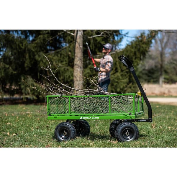 Gorilla Carts 2140gcg-nf 4 Cu. Steel Utility Cart with No-Flat Tires, Green