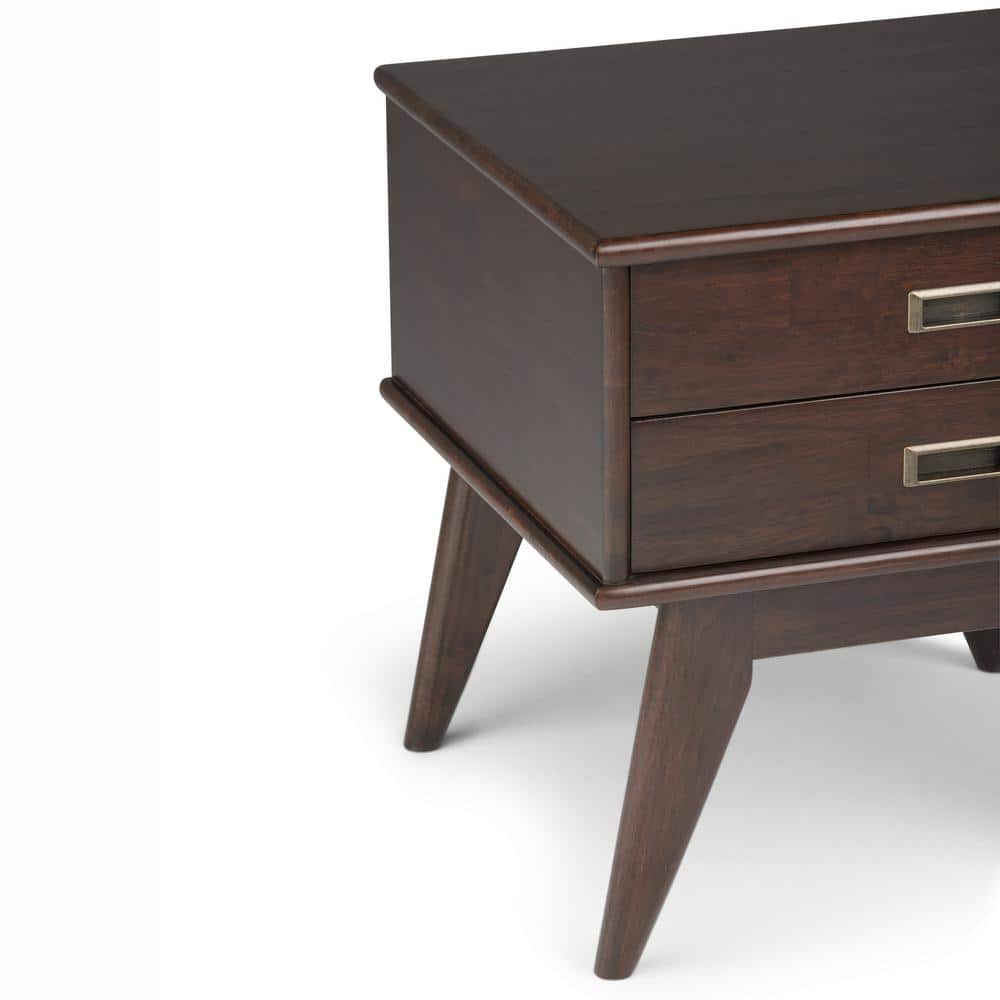 Draper Medium Auburn Brown Wood Side Table with Storage