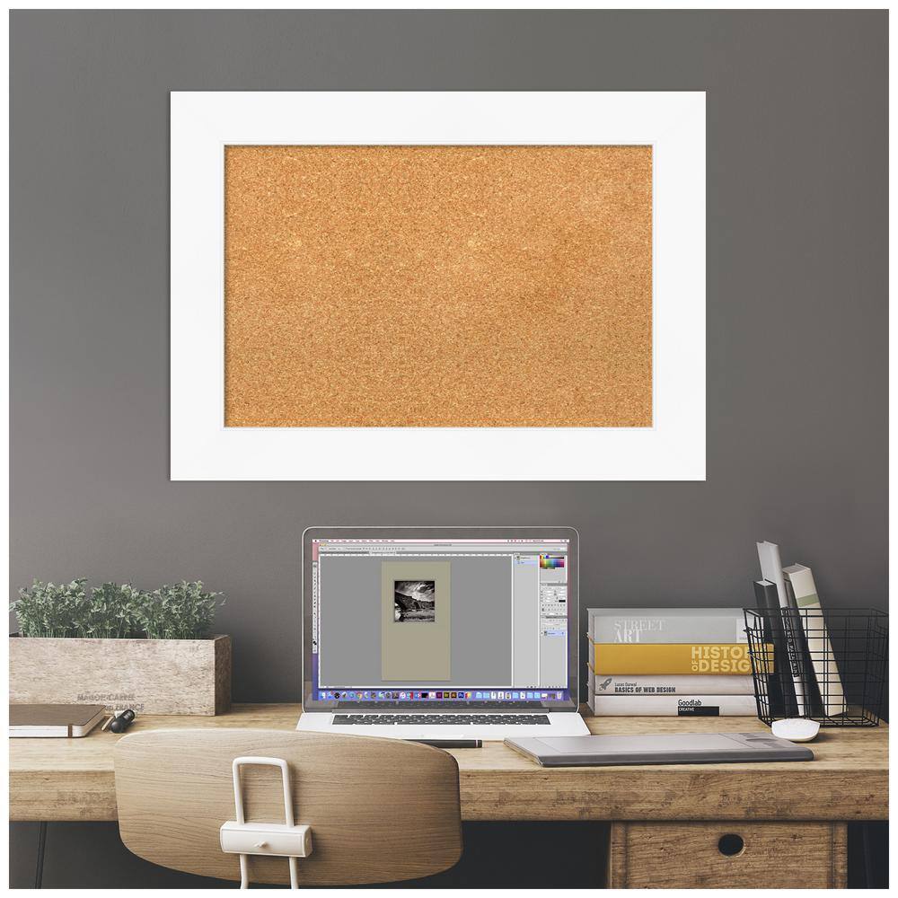 Amanti Art White Framed Natural Cork Bulletin Board