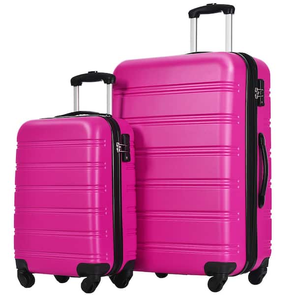 Merax Pink 2-Piece Expandable ABS Hardshell Spinner Luggage Set with ...