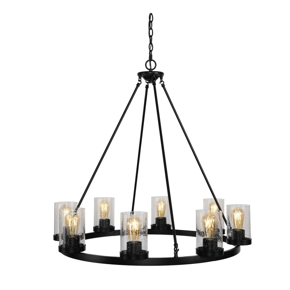 Pablo Ring 33.5" Oil-Rubbed Bronze & Seeded Glass LED Chandelier