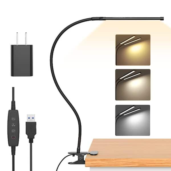 LED Clip-On Book Light with 3 Color Modes, 10 Brightness Levels, 15.8 in Flexible Gooseneck Reading Lamp