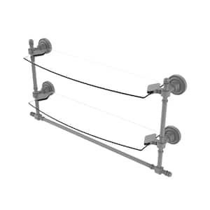 Retro Dot Collection 18 in. Two Tiered Glass Shelf with Integrated Towel Bar in Matte Gray